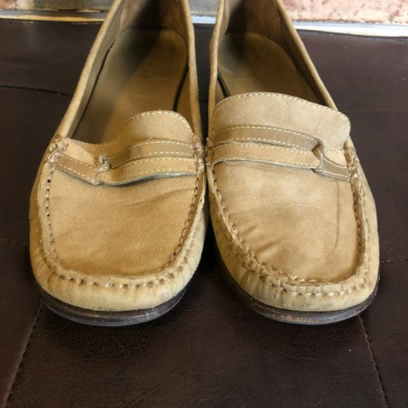 L.L. Bean Light Brown Suede Flat Loafers Sz 8M Slip on Shoes - Picture 6 of 7